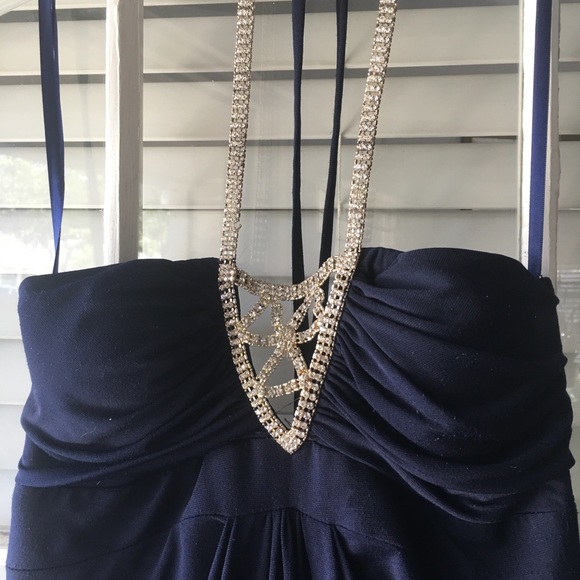 Floor length formal blue cache dress - Picture 2 of 5